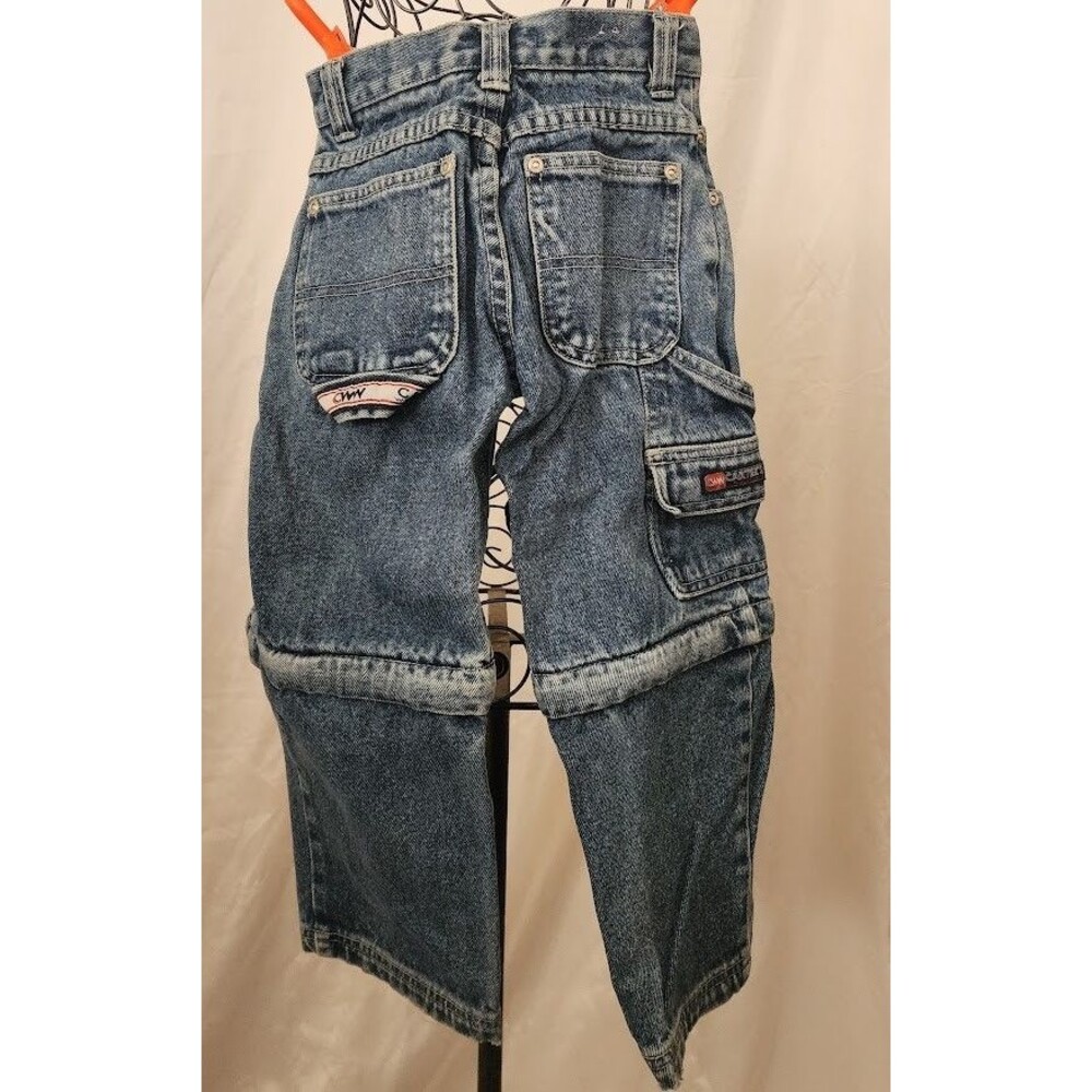Carters Watch the Wear Carpenter Denim Jeans Pants To Shorts Boys Size 4 Vintage - Picture 6 of 12